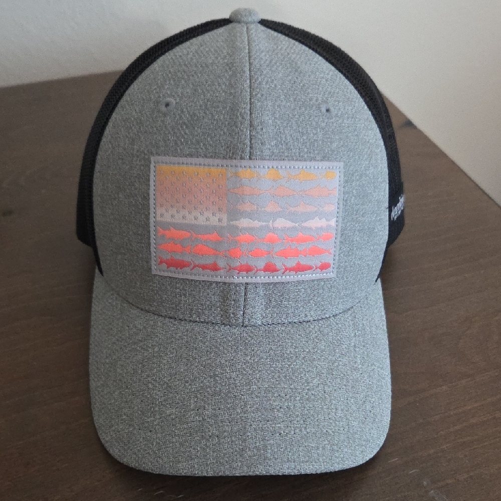 Columbia PFG Gray and Black Fish Design Baseball Hat Cap NWOT